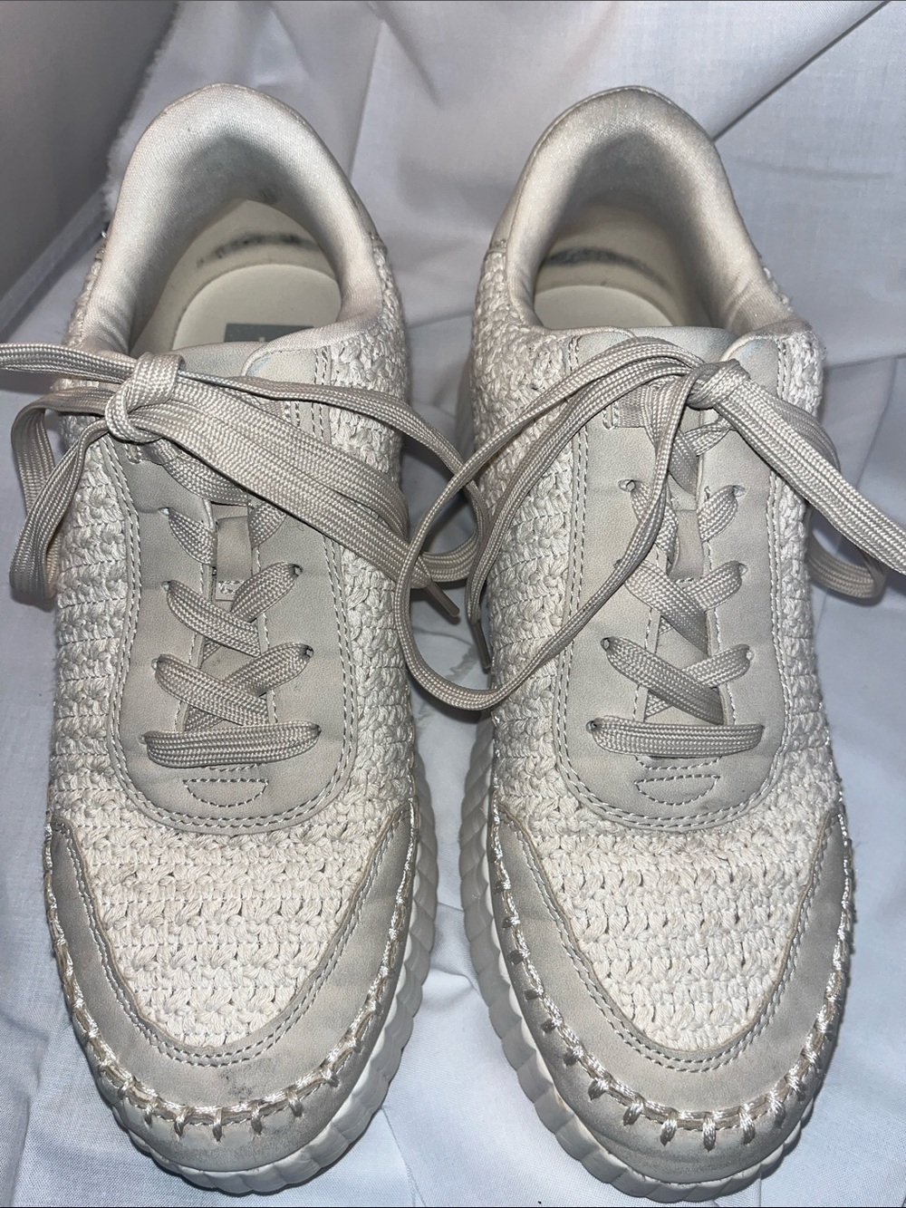 DV by Dolce Vita Cream Knit Lace-Up Sneakers